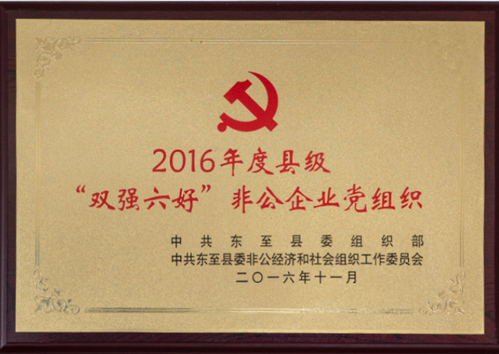 2016年(nián)度縣級“雙強六好(hǎo)”非公企業(yè)黨組織