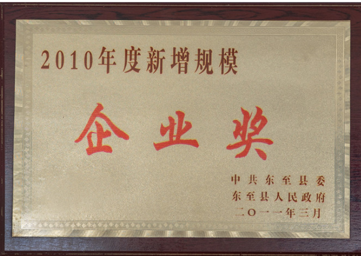 2010年(nián)度新增規模企業(yè)獎